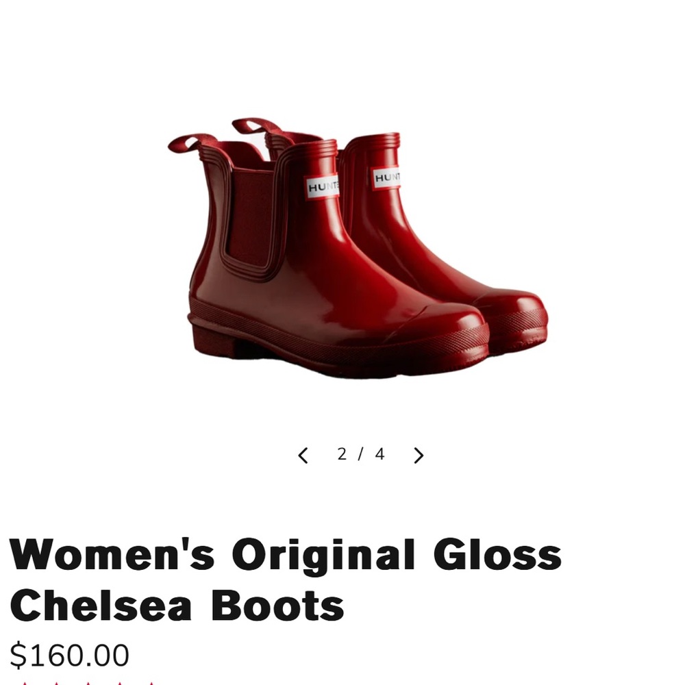 NWOT HUNTER Womens Original Gloss Chelsea Boot